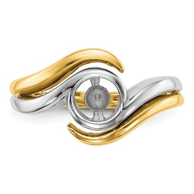 14K Two-Tone Gold Bypass Engagement Ring Mounting – view 5