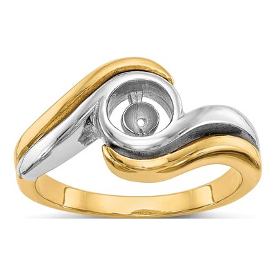 14K Two-Tone Gold Bypass Engagement Ring Mounting