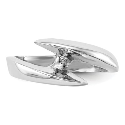 14K White Gold Half-Bezel Bypass Engagement Ring Mounting – view 4