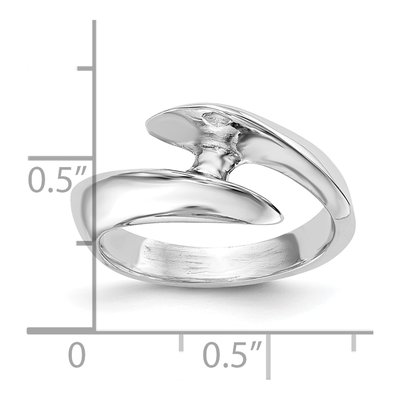 14K White Gold Half-Bezel Bypass Engagement Ring Mounting – view 8