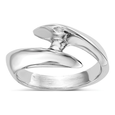 14K White Gold Half-Bezel Bypass Engagement Ring Mounting