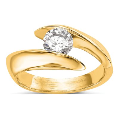 14K Yellow Gold Bezel Solitaire Engagement Ring Mounting