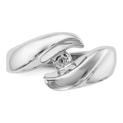 14K White Gold Bypass Solitaire Engagement Ring Mounting – view 4