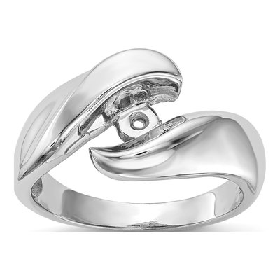 14K White Gold Bypass Solitaire Engagement Ring Mounting – view 7