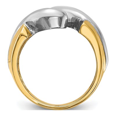 14K Two-Tone Gold Bypass Solitaire Engagement Ring Mounting – view 2