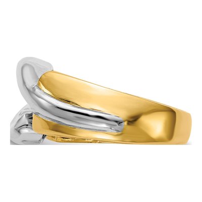 14K Two-Tone Gold Bypass Solitaire Engagement Ring Mounting – view 3