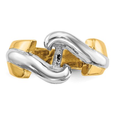 14K Two-Tone Gold Bypass Solitaire Engagement Ring Mounting – view 4