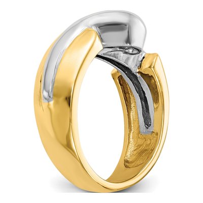 14K Two-Tone Gold Bypass Solitaire Engagement Ring Mounting – view 6