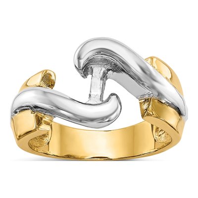 14K Two-Tone Gold Bypass Solitaire Engagement Ring Mounting – view 7