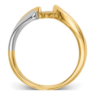 14K Two-Tone Gold Bypass Solitaire Engagement Ring Mounting – view 3