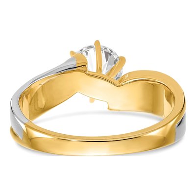 14K Two-Tone Gold Bypass Solitaire Engagement Ring Mounting – view 6