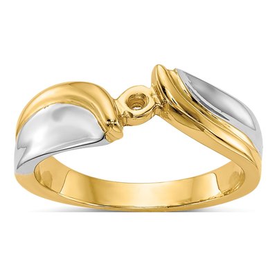 14K Two-Tone Gold Bypass Solitaire Engagement Ring Mounting – view 8