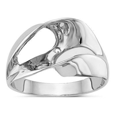 14K White Gold Peg-Set Round Engagement Ring Mounting