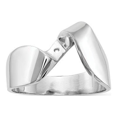14K White Gold Bypass Solitaire Engagement Ring Mounting – view 7