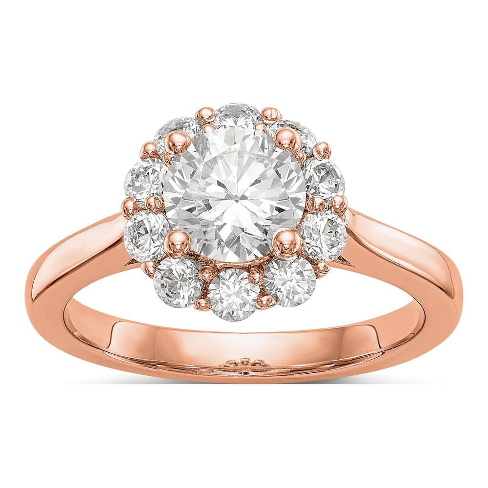 14K Rose Gold Round Halo Diamond Engagement Ring Semi-Mount