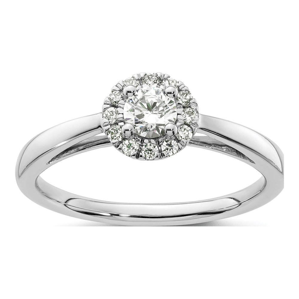 14K White Gold Halo Diamond Semi-Mount Ring, Size 7