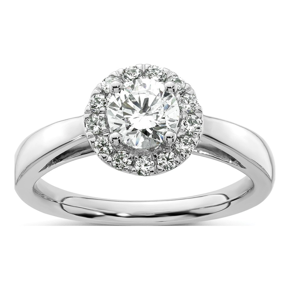 14K White Gold Diamond Halo Engagement Semi-Mount