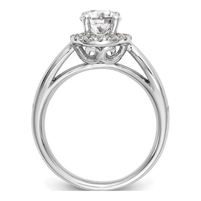 14K White Gold Diamond Halo Engagement Ring Semi-Mount – view 2
