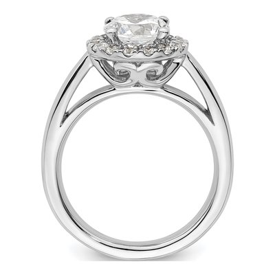 14K White Gold Diamond Halo Engagement Ring Semi-Mount – view 3