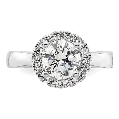 14K White Gold Diamond Halo Engagement Ring Semi-Mount – view 5