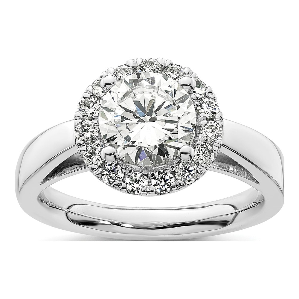 14k White Gold Halo Semi-Mount Engagement Ring, 3/8 ct