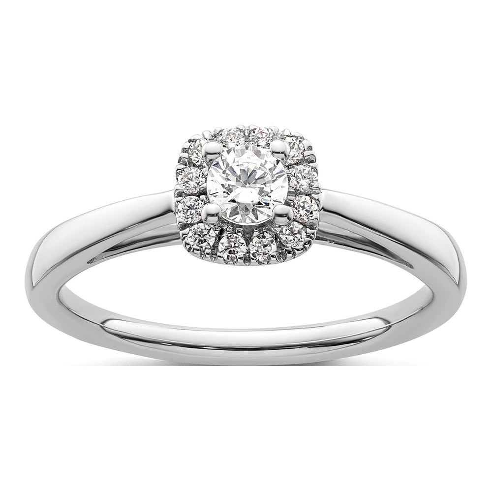 14K White Gold Diamond Halo Semi-Mount Ring, Size 7