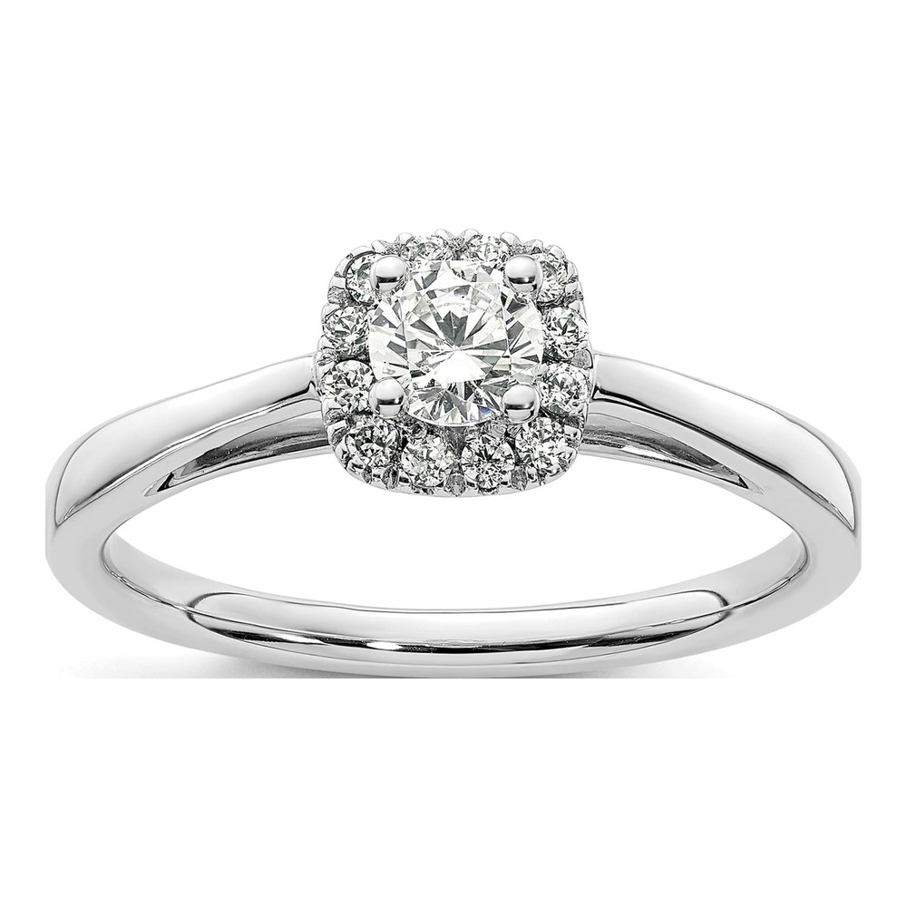 14K White Gold Diamond Halo Engagement Semi-Mount