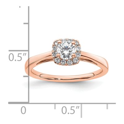 14K Rose Gold Diamond Halo Engagement Ring Semi-Mount – view 4