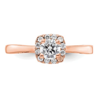 14K Rose Gold Diamond Halo Engagement Ring Semi-Mount – view 6
