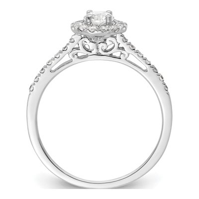 14K White Gold Diamond Halo Engagement Ring Semi-Mount – view 3