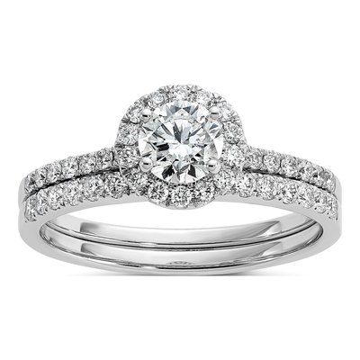 14K White Gold 3/4 ct tw Lab-Grown Diamond Halo Engagement Ring – view 8