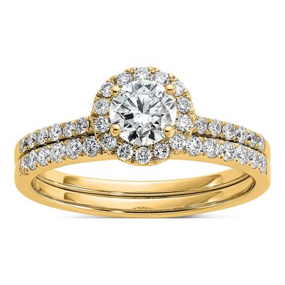 14K Yellow Gold 3/4 ct tw Lab-Grown Diamond Halo Engagement Ring – view 8