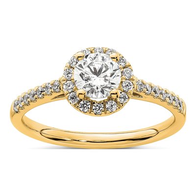 14K Yellow Gold 3/4 ct tw Lab-Grown Diamond Halo Engagement Ring