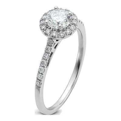 14K White Gold Diamond Halo Setting Engagement Ring Semi-Mount – view 8