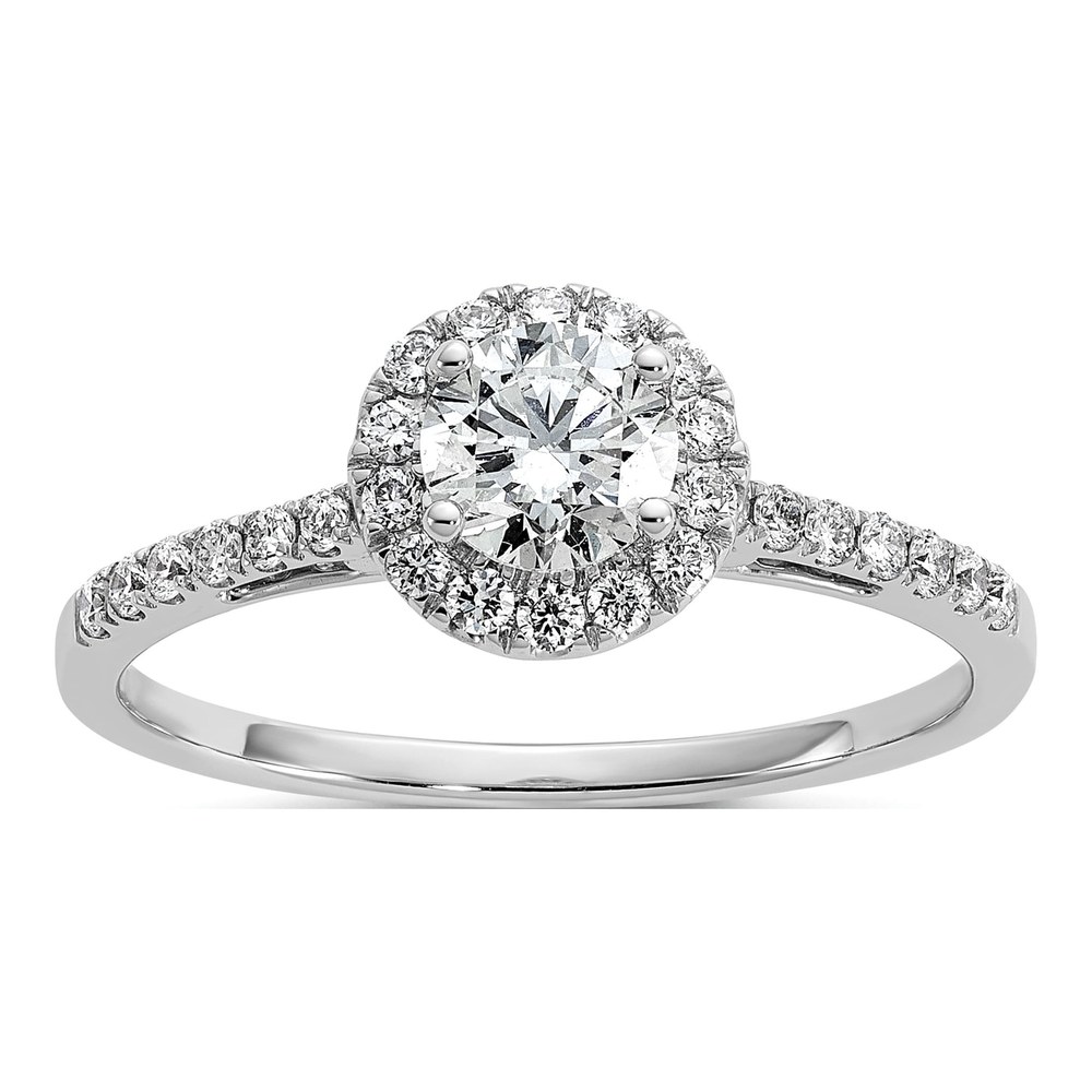 14K White Gold Diamond Halo Engagement Ring Setting