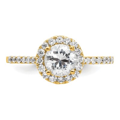 14K Yellow Gold Lab-Grown Diamond Halo Engagement Ring Semi-Mount – view 4