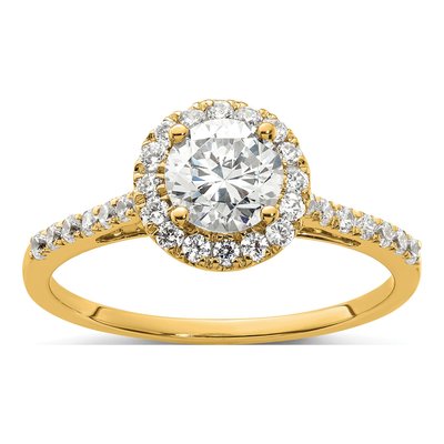 14K Yellow Gold Lab-Grown Diamond Halo Engagement Ring Semi-Mount