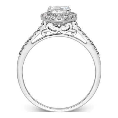 14K White Gold Diamond Halo Engagement Ring Semi-Mount – view 3