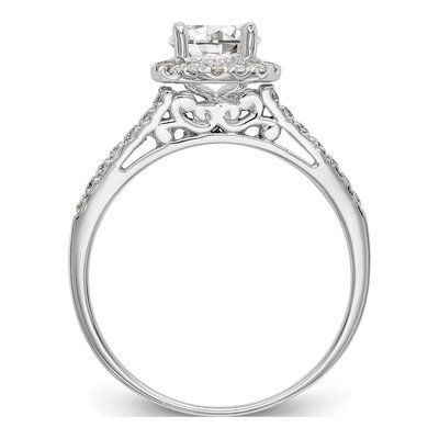 14K White Gold Lab-Grown Diamond Halo Engagement Ring Semi-Mount – view 3
