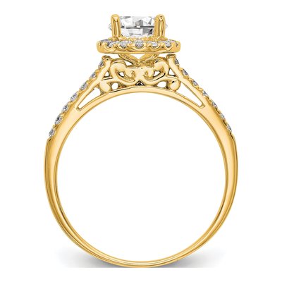 14K Yellow Gold Lab-Grown Diamond Halo Setting Engagement Ring Semi-Mount – view 2