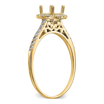 14K Yellow Gold Lab-Grown Diamond Halo Setting Engagement Ring Semi-Mount – view 6