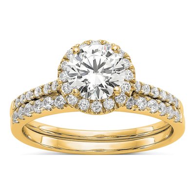 14K Yellow Gold Lab-Grown Diamond Halo Setting Engagement Ring Semi-Mount – view 7