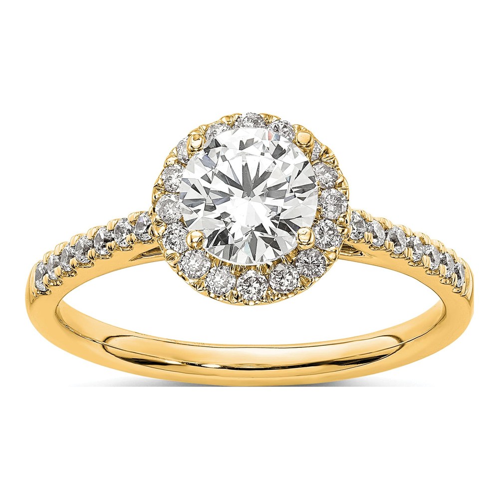 14K Yellow Gold Lab Grown Diamond Halo Ring Setting