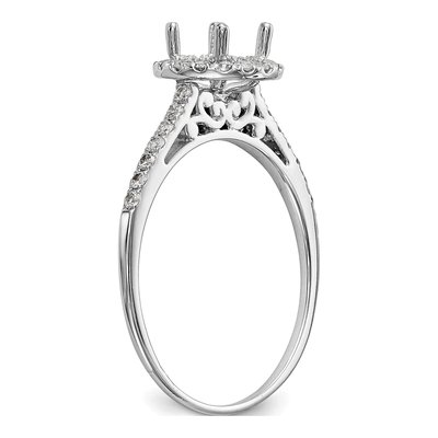 14K White Gold Diamond Halo Ring Mounting – view 7
