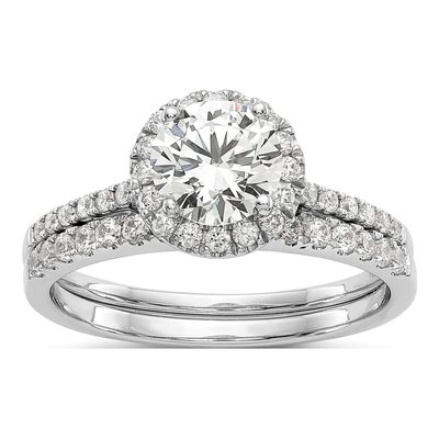14K White Gold Diamond Halo Ring Mounting – view 8