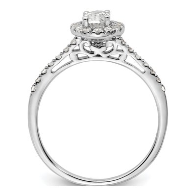 14K White Gold Diamond Oval Halo Engagement Ring Semi-Mount – view 3
