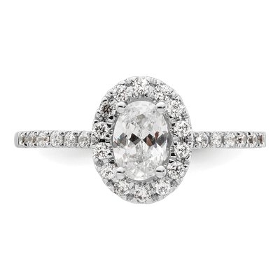 14K White Gold Diamond Oval Halo Engagement Ring Semi-Mount – view 5