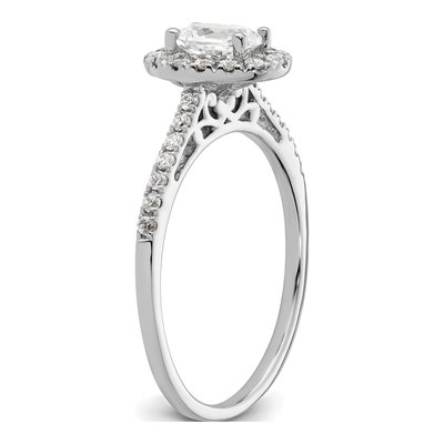 14K White Gold Diamond Oval Halo Engagement Ring Semi-Mount – view 7