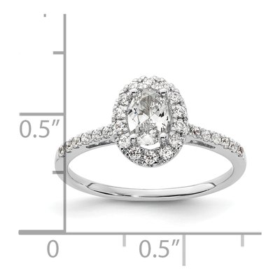 14K White Gold Diamond Oval Halo Engagement Ring Semi-Mount – view 8