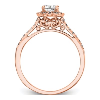 14K Rose Gold Diamond Oval Halo Engagement Ring Semi-Mount – view 2